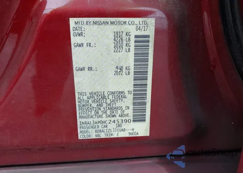 2017 Nissan Altima 2.5 Sv из США, поврежденный, VIN 1N4AL3AP0HC245390